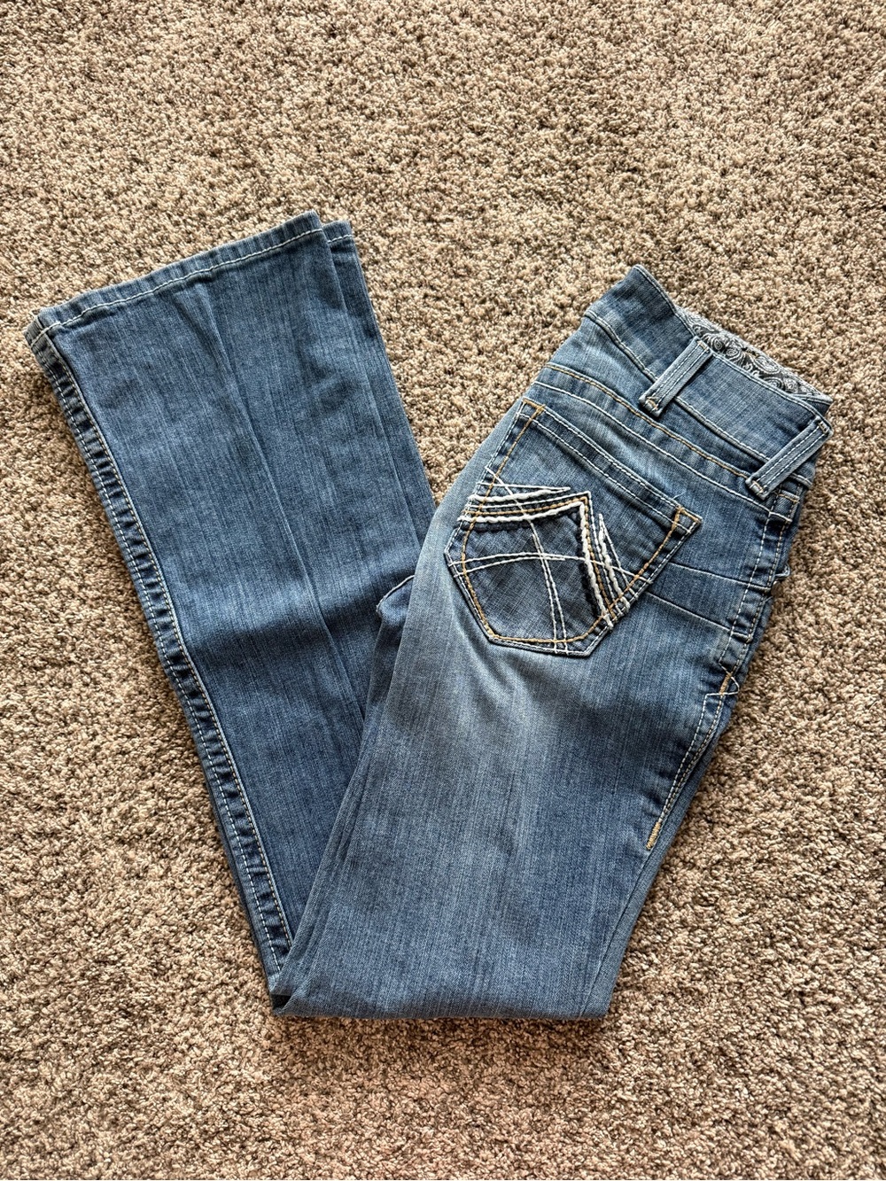 Ariat Medium Blue Bootcut Jeans with Embroidered Back Pockets